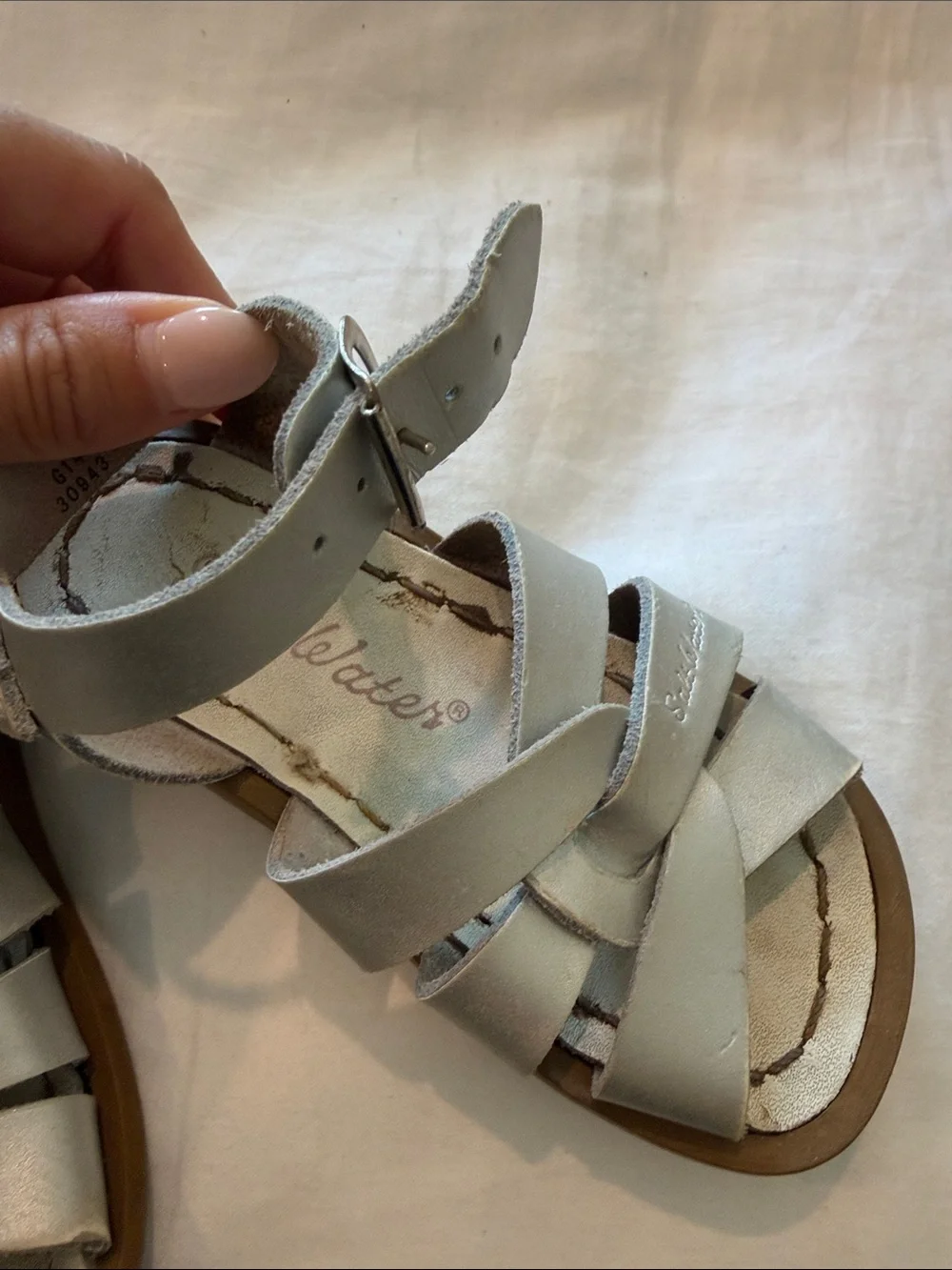 Salt Water Sandals by Hoy Silver Crisscross Toddler Sandals